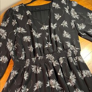 Talbots Black Dress with White Floral Pattern